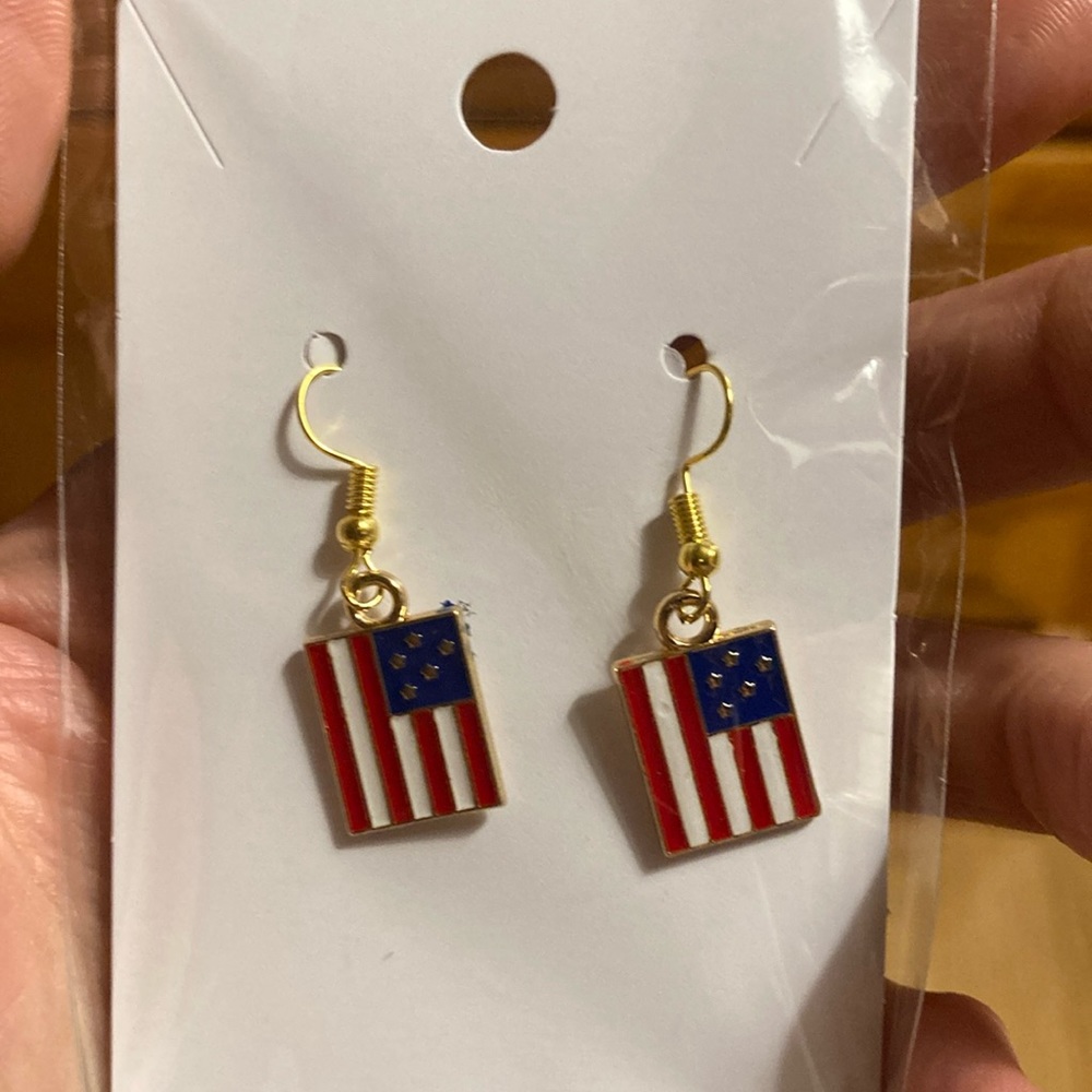 American flag earrings.